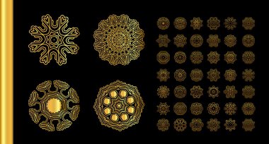 Siyah arkaplanda altın mandala