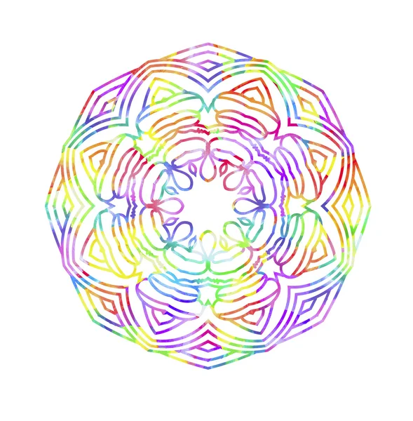 Διακοσμητικό ακουαρέλα στρογγυλό μοτίβο στα χρώματα του ουράνιου τόξου. — Φωτογραφία Αρχείου