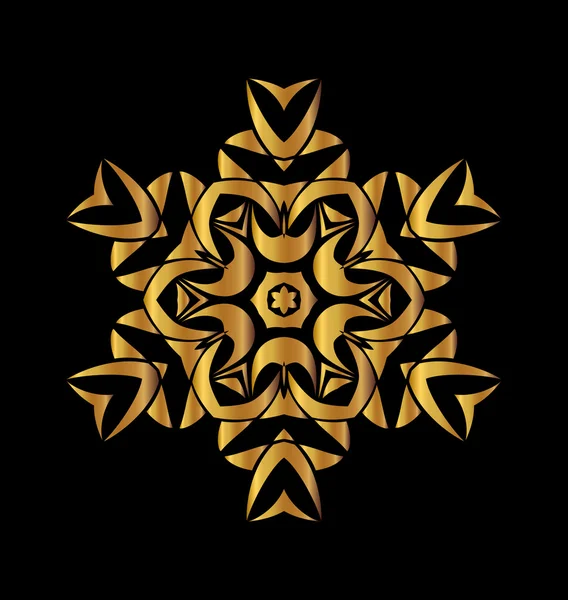 Mandala de oro sobre fondo negro — Vector de stock