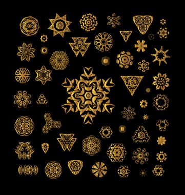 Siyah arkaplanda altın mandala