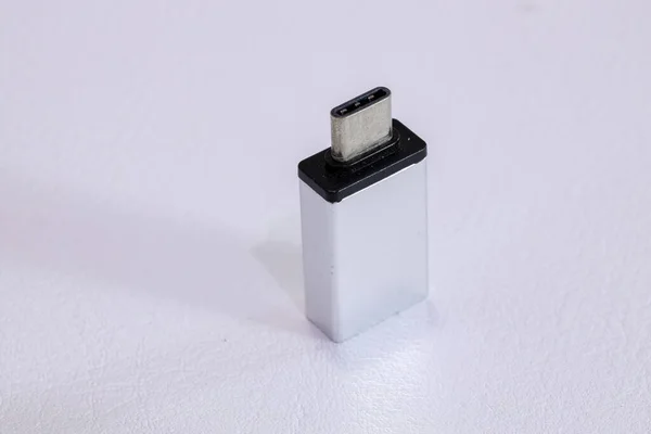 Mały Adapter Otg Korzystania Urządzeń Usb Pośrednictwem Mikro Usb Telefonu — Zdjęcie stockowe