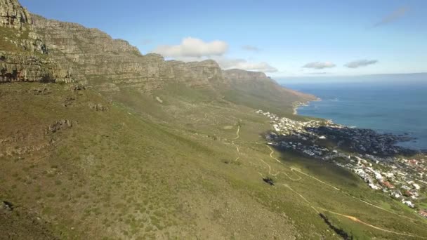 Cape Town 4K UHD aerial footage of Table Mountain Twelve Apostles Range. Part 3 of 3 — Stock Video