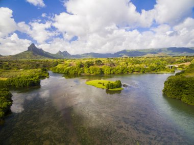 Üst Black River Tamarin - Mauritius plaj havadan görünümü aşağı. Curepipe Black River Gorge Ulusal Parkı içinde geçmiş