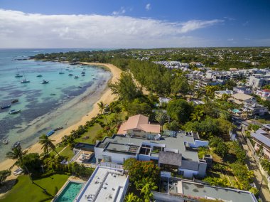 Bain Boeuf Beach Grand Baie, Pereybere North, Mauritius plaj havadan görünümü