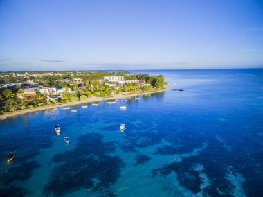 Bain Boeuf Beach Grand Baie, Pereybere North, Mauritius plaj havadan görünümü