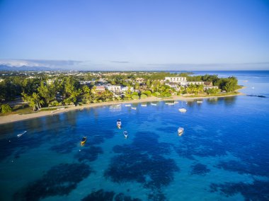 Bain Boeuf Beach Grand Baie, Pereybere North, Mauritius plaj havadan görünümü