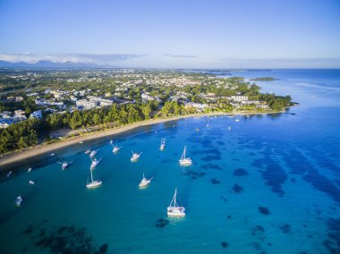 Bain Boeuf Beach Grand Baie, Pereybere North, Mauritius plaj havadan görünümü