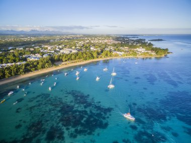 Bain Boeuf Beach Grand Baie, Pereybere North, Mauritius plaj havadan görünümü