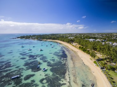 Bain Boeuf Beach Grand Baie, Pereybere North, Mauritius plaj havadan görünümü