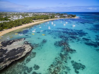 Bain Boeuf Beach Grand Baie, Pereybere North, Mauritius plaj havadan görünümü