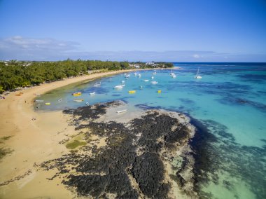 Bain Boeuf Beach Grand Baie, Pereybere North, Mauritius plaj havadan görünümü