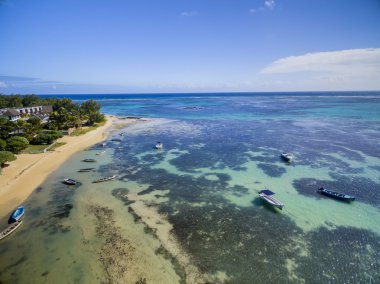 Bain Boeuf Beach Grand Baie, Pereybere North, Mauritius plaj havadan görünümü
