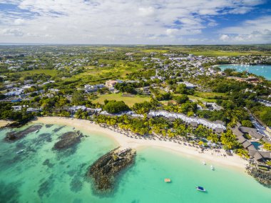 Merville Beach Grand Baie, Pereybere North, Mauritius plaj havadan görünümü