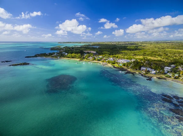 Mauritiusi beach a légi felvétel a Cap Malheureux strand, Grand Baie faluban, Pereybere Észak — Stock Fotó