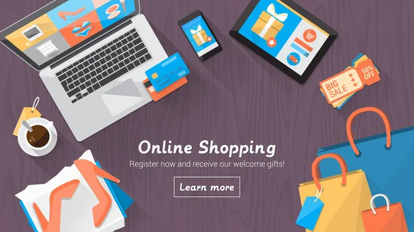 Online shopping desktop — Stock Photo, Image