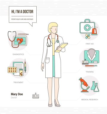 Profesyonel kadın doktor Infographic
