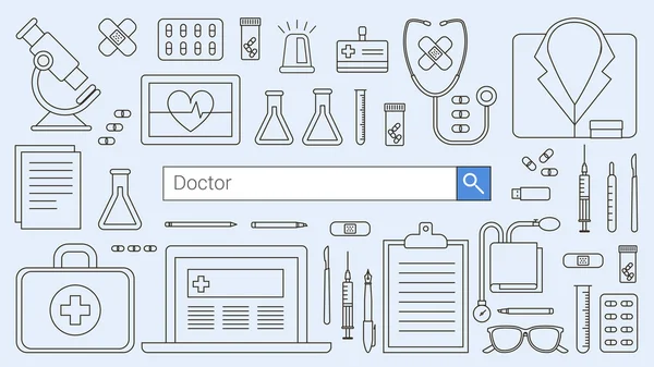 Médico profesional y banner de atención médica — Archivo Imágenes Vectoriales