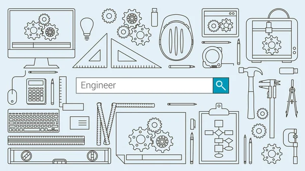 Banner de engenheiro mecânico —  Vetores de Stock