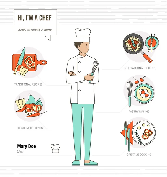 Profesional chef infographic - Stok Vektor