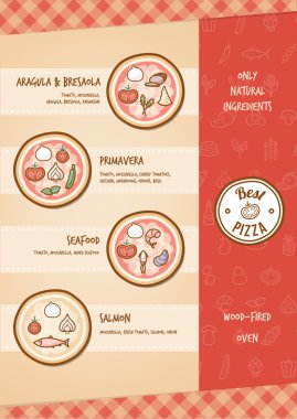 Farklı Topingler ile pizza menü