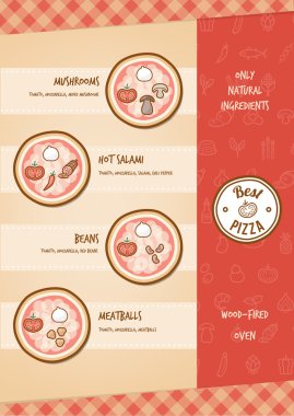 Farklı Topingler ile pizza menü