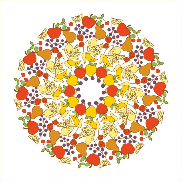 Fruits et une alimentation saine mandala — Image vectorielle