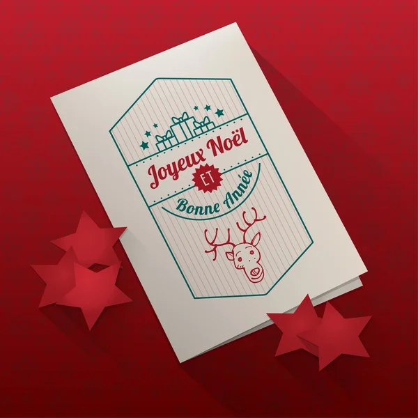 Рождественская открытка на красной текстуре снежинки — стоковый вектор