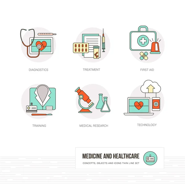 Concepto de medicina, salud y médicos — Vector de stock