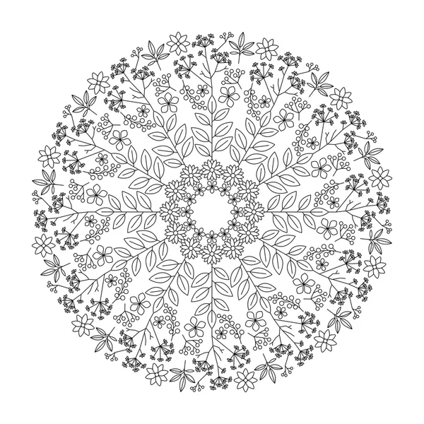 Mandala aux herbes avec feuilles — Image vectorielle