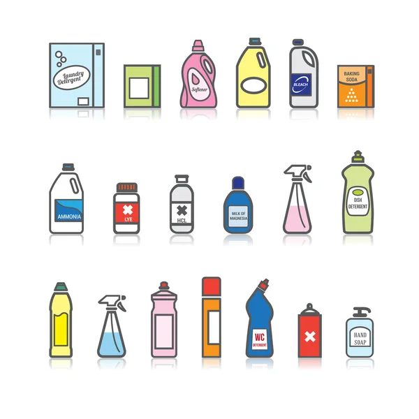 Detergents set for cleaning — Stock Vector