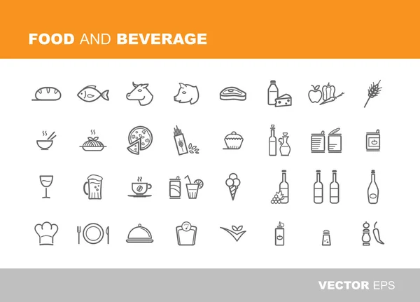 Iconos de alimentos y bebidas — Archivo Imágenes Vectoriales