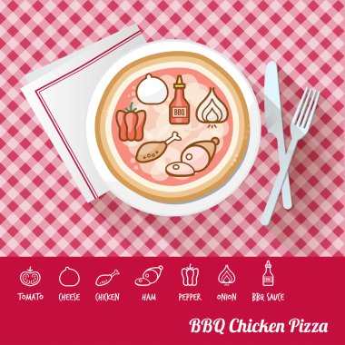 Barbekü tavuk pizza bir tabak üzerinde
