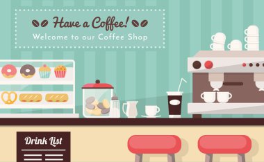 Kahve dükkanı ve snack bar afiş