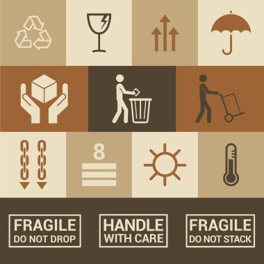 Kırılgan ambalaj simgeler