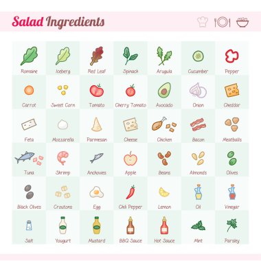 Salad recipe ingredients  clipart