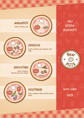 Topingler ile pizza menü