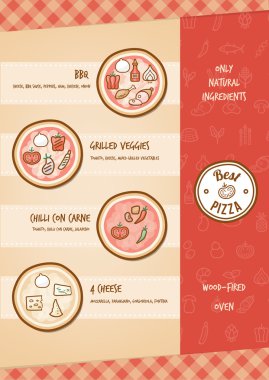 Topingler ile pizza menü