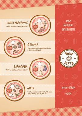 Topingler ile pizza menü