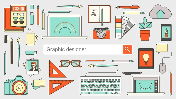 Designer gráfico, ilustrador e fotógrafo — Vetor de Stock