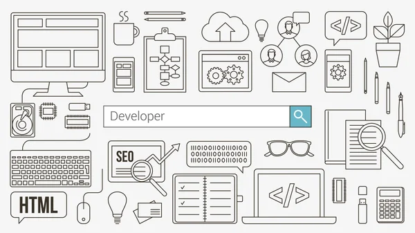 Web e banner desenvolvedor de software —  Vetores de Stock