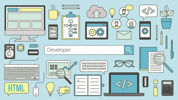 Банер веб та розробників програмного забезпечення — стоковий вектор
