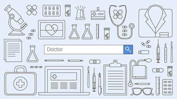 Médico profesional y banner de atención médica — Vector de stock