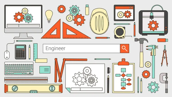 Banner de ingeniero mecánico — Archivo Imágenes Vectoriales