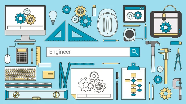 Mechanical engineer banner — Stock Vector