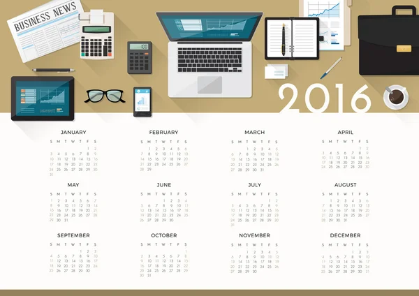 Kalender Bisnis 2016 - Stok Vektor