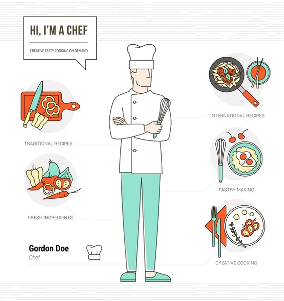 Professional chef infographic — Stock Vector