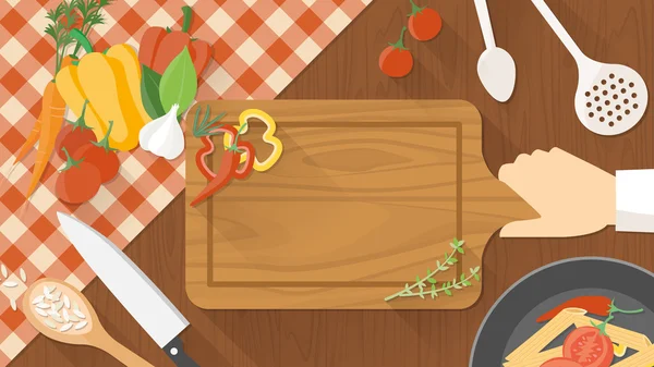 Cocina encimera de madera — Vector de stock