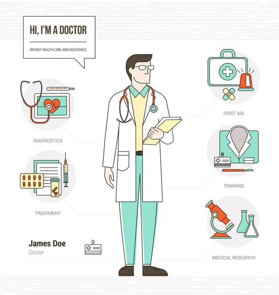 Professional doctor infographic — Stock Vector