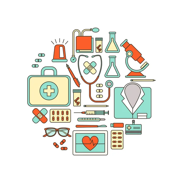 Médecin et matériel médical de santé — Image vectorielle