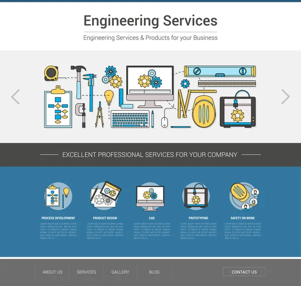 Szablon sieci web usług inżynieryjnych — Wektor stockowy